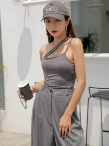 DAZY One Shoulder Cut Out Front Top,Crop Tops Women