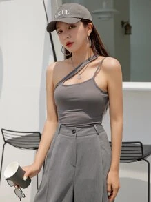 DAZY One Shoulder Cut Out Front Top,Crop Tops Women
