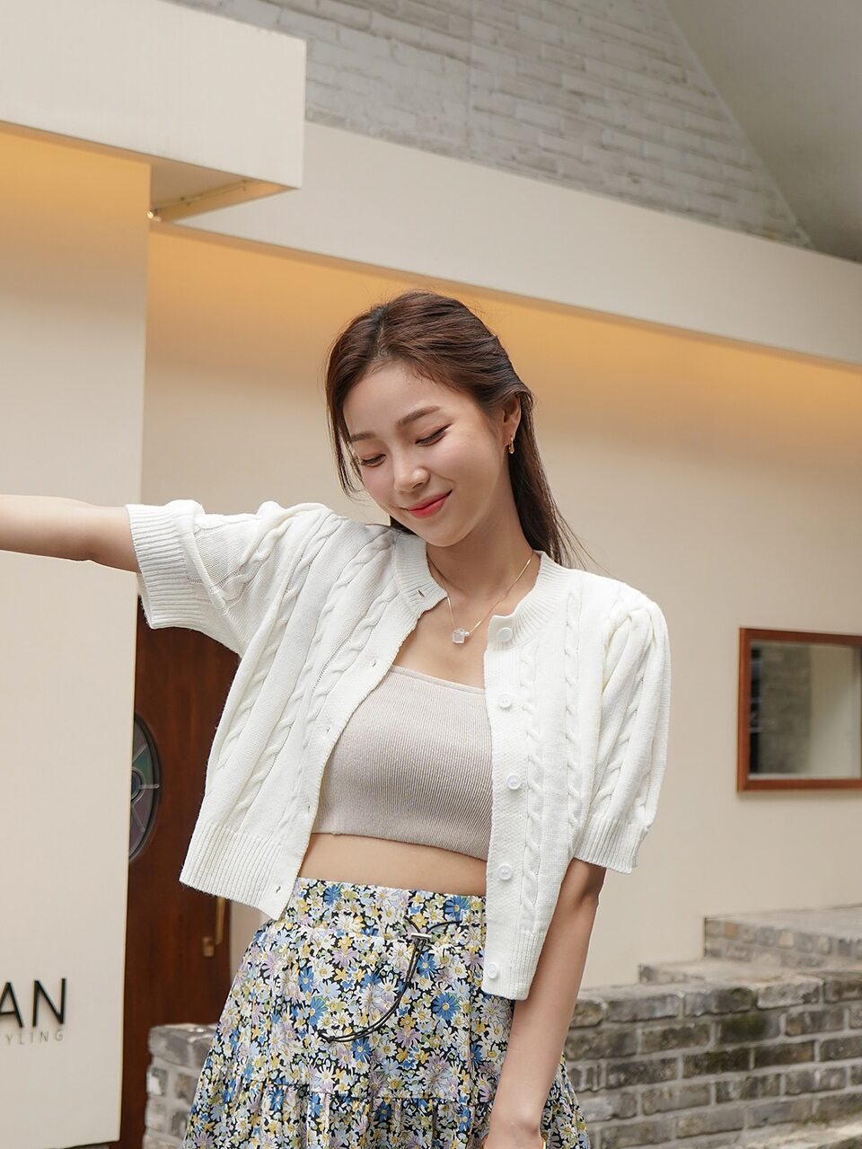Button Front Cable Knit Cardigan,Fall Clothes