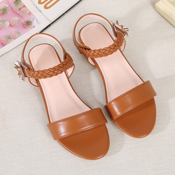 

Girls Braided Design Applique Sandals, Brown