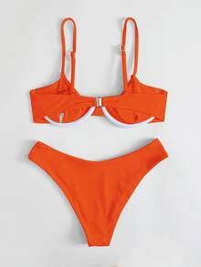 Rib Underwire Bikini For Summer Beach Vacation - Orange - View 2