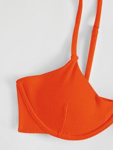 Rib Underwire Bikini For Summer Beach Vacation - Orange - View 4