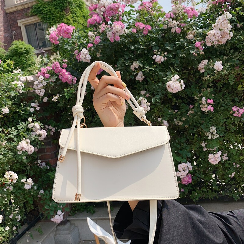 

Top Handle Flap Satchel Bag, White