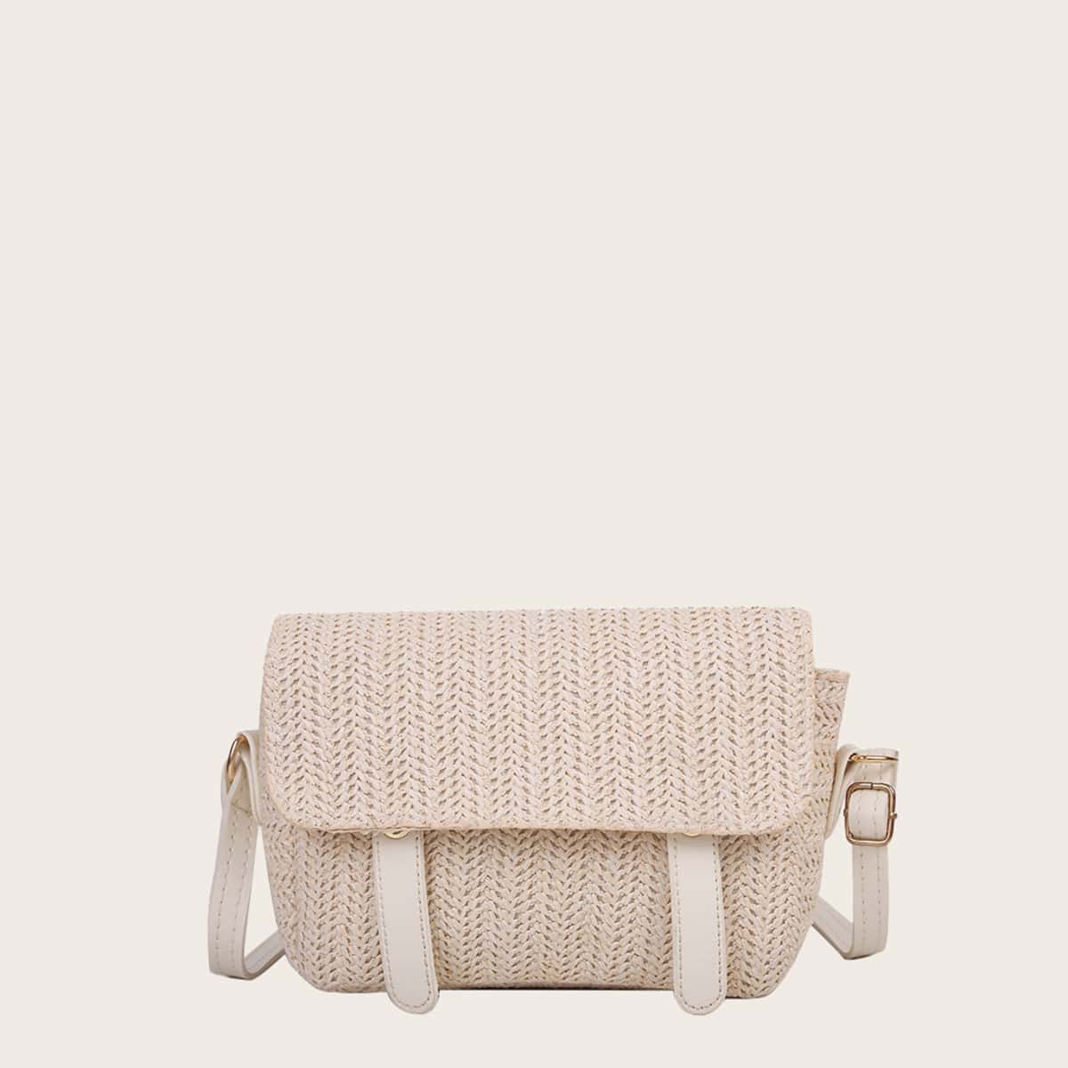 

Straw Crossbody Bag, Beige
