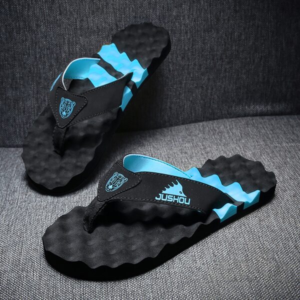 

Men Letter Graphic Flip Flops, Blue