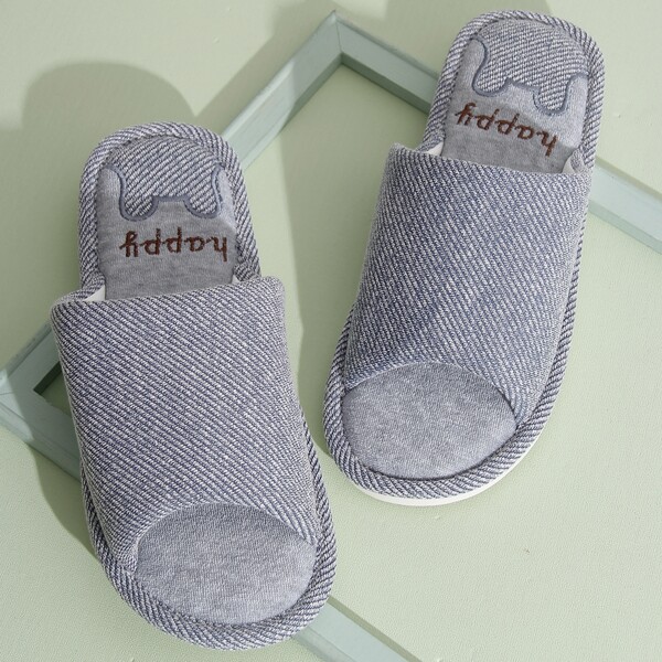

Men Letter Embroidery Bedroom Slippers, Blue