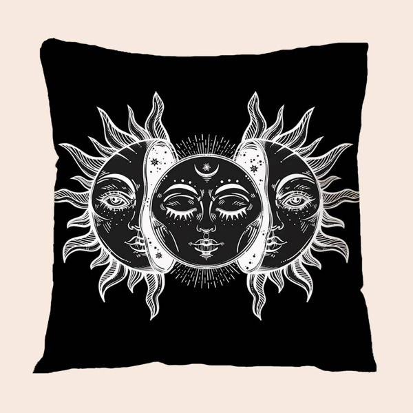 

Sun Print Cushion Cover Without Filler, Black and white