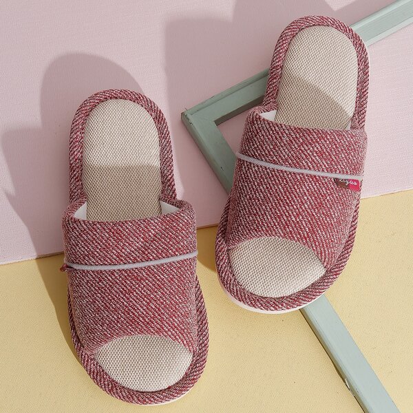 

Two Tone Bedroom Slippers, Red