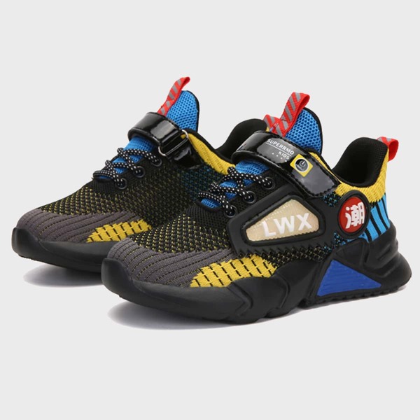 

Boys Letter Graphic Velcro Strap Sneakers, Black