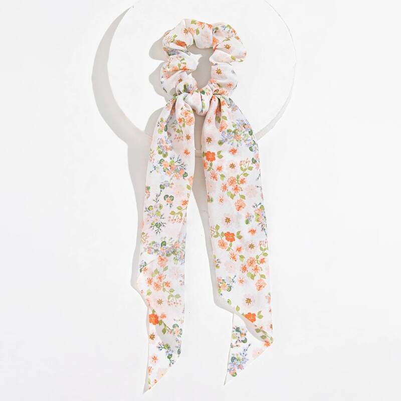 

1pc Flower Pattern Scrunchie Scarf, Multicolor