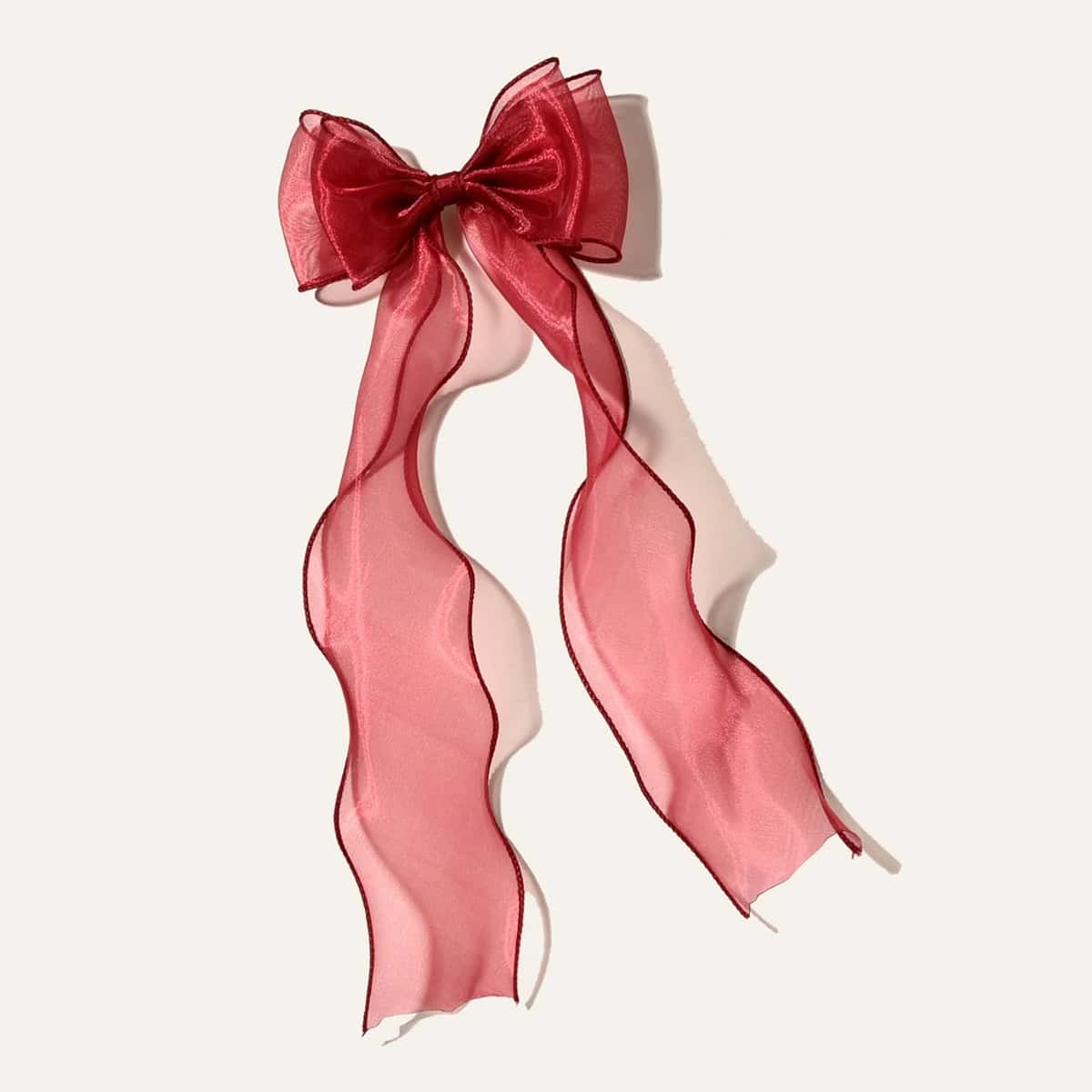 

Bow Mesh Hair Clip, Burgundy