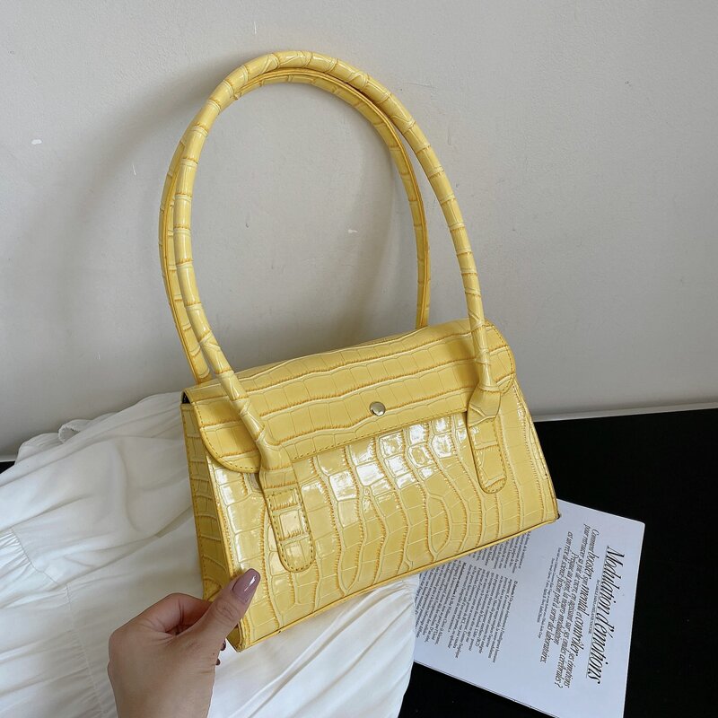 

Croc Embossed Shoulder Bag, Yellow