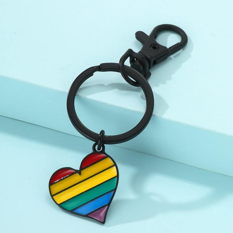 

1pc Heart Pendant Keychain, Multicolor