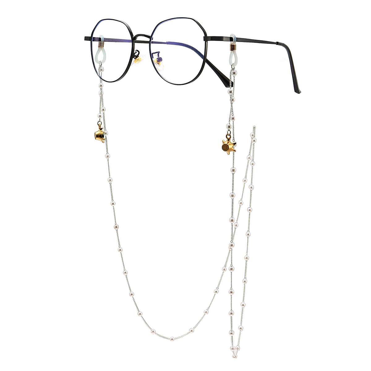 

1pc Rhinestone Decor Glasses Chain, Silver