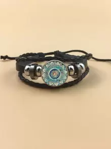 PU Leather Layered Bracelet - Black - View 1