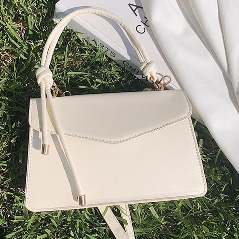 

Top Handle Flap Satchel Bag, Beige