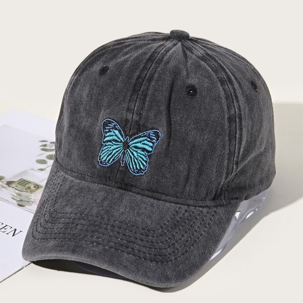 

Men Butterfly Embroidered Baseball Cap, Black