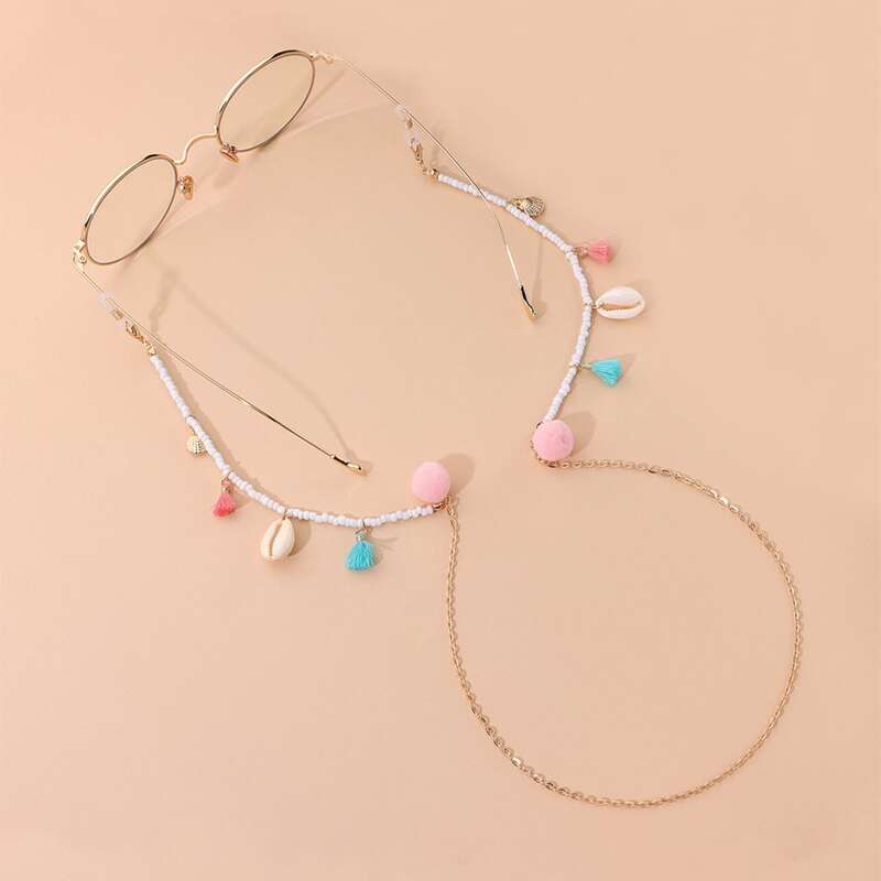 

Shell & Pom Pom Decor Glasses Chain, Multicolor