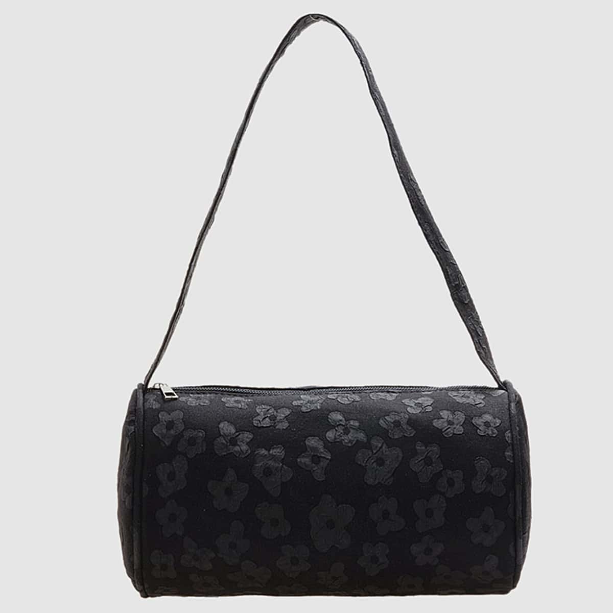 

Flower Pattern Shoulder Bag, Black