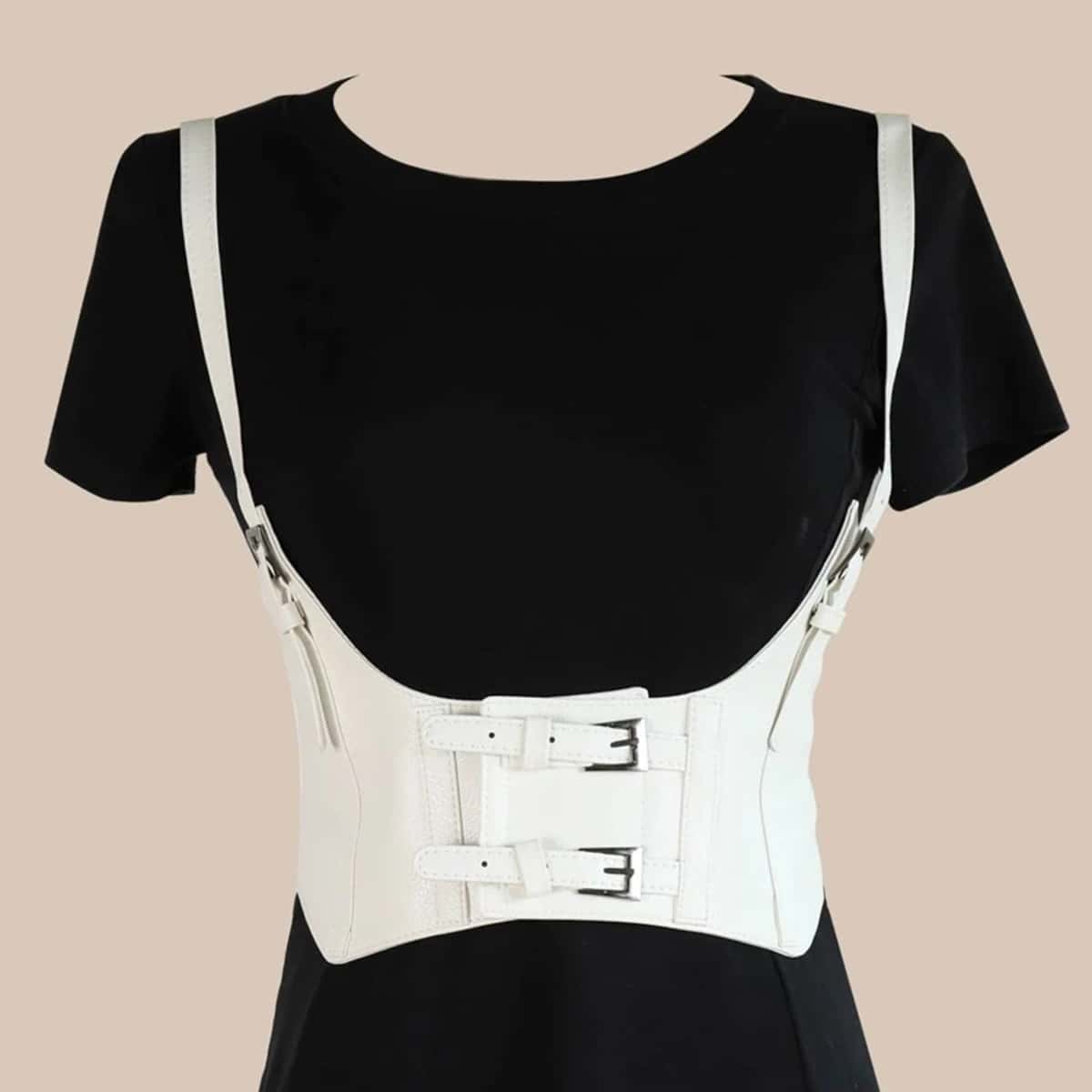 

Buckle Harness Corset Belt, White