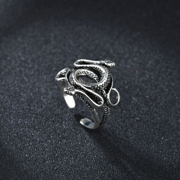 

Men Snake Decor Ring, Antique silver