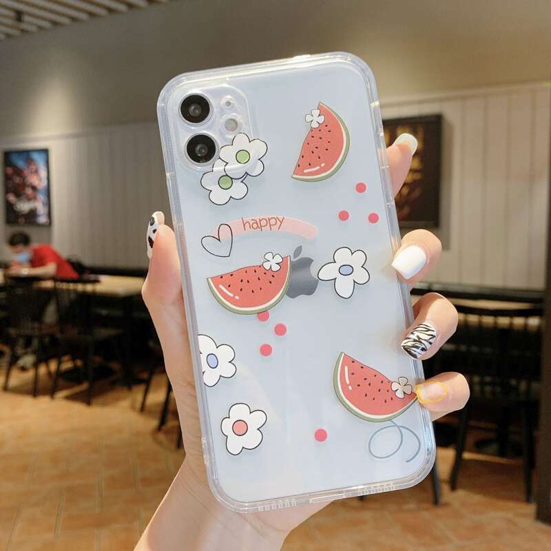 

Clear Fruit & Flower Print Phone Case