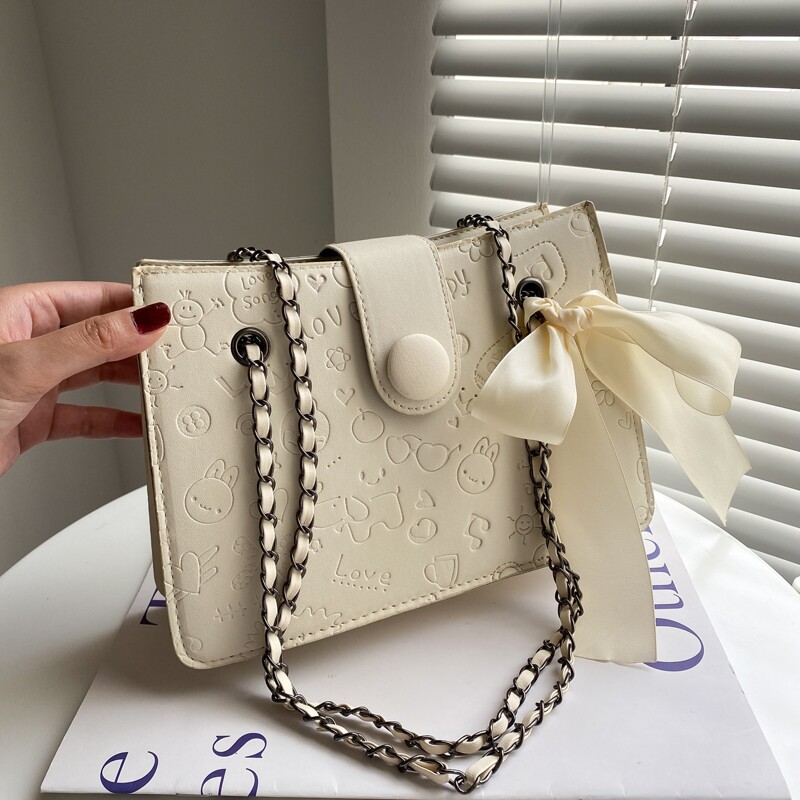 

Twilly Scarf Decor Shoulder Bag, Beige