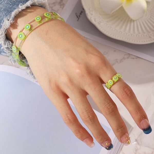 

Fruit Pattern Ring & Bracelet, Green
