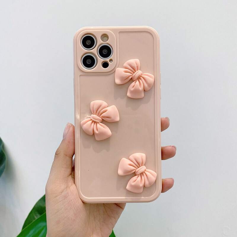 

Bow Decor Phone Case, Pink
