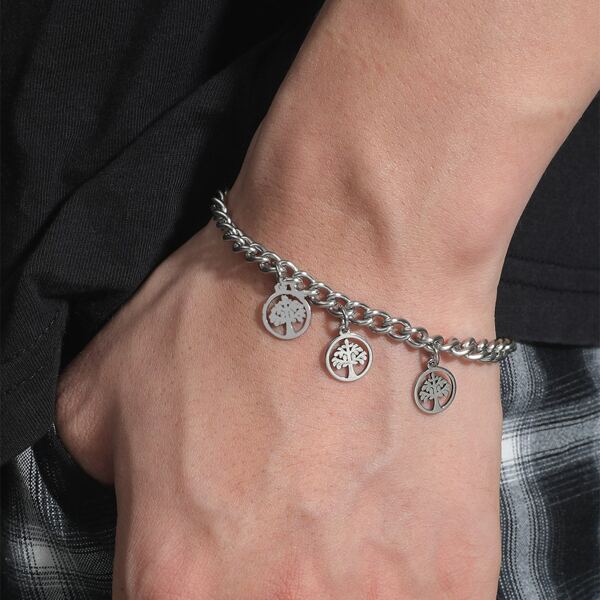

Men Tree Charm Bracelet, Silver