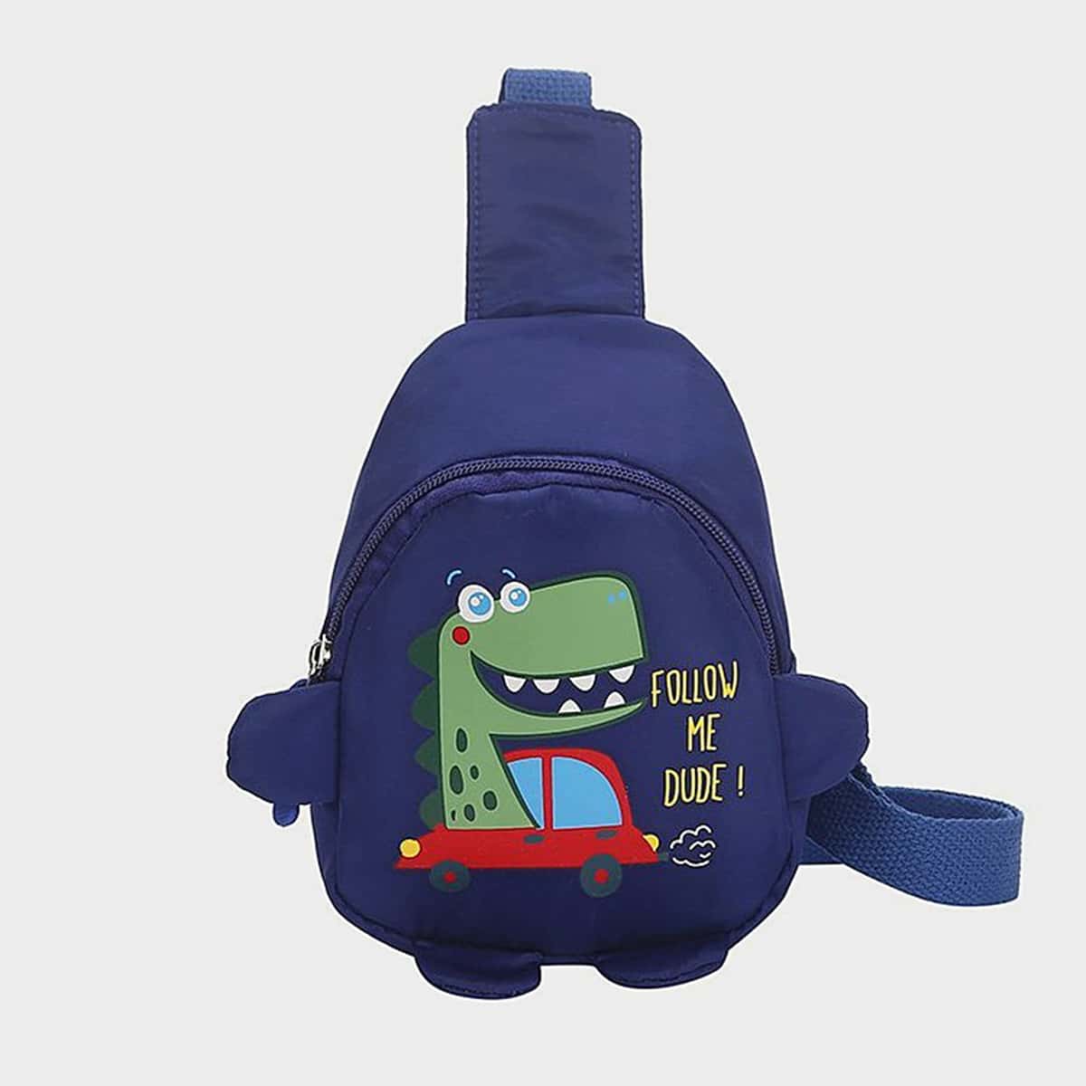 

Cartoon Dinosaur Print Sling Bag, Blue