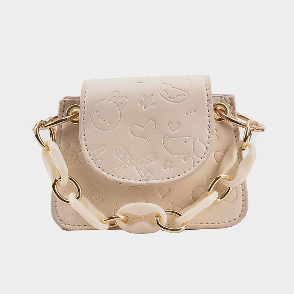 

Mini Chain Satchel Bag, White