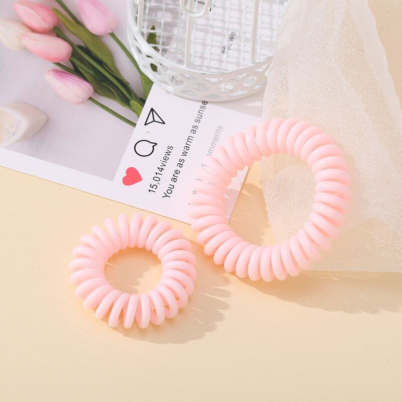 

2pcs Coil Wire Hair Tie, Pink