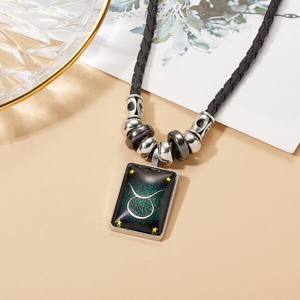 

Men Geometric Pendant Necklace, Black