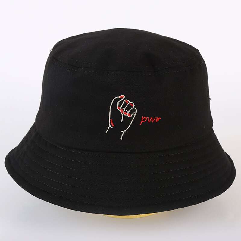 

Guys Figure Embroidery Bucket Hat, Black
