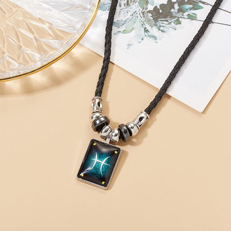 

Guys Geometric Pendant Necklace, Black