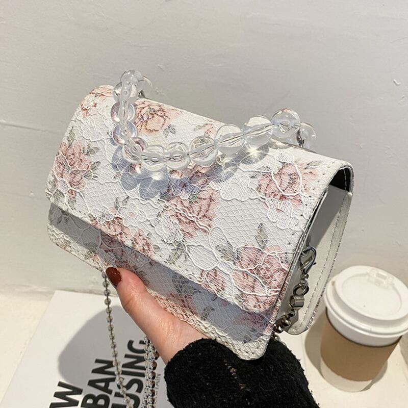 

Floral Lace Crossbody Bag, Red