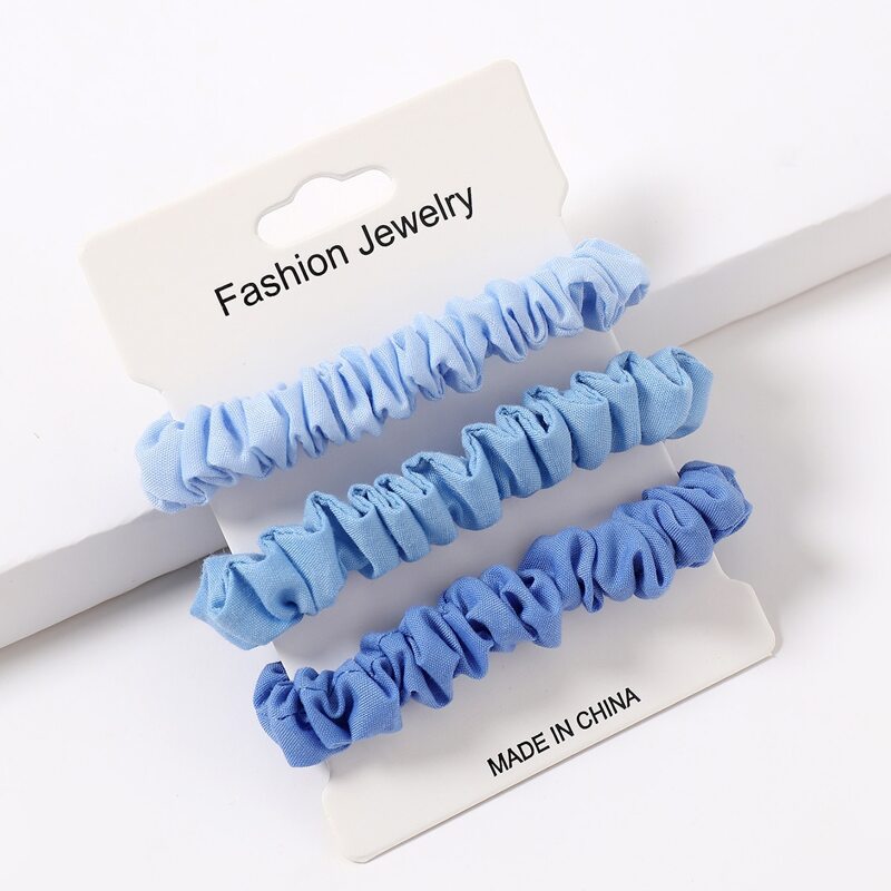 

3pcs Solid Hair Tie, Blue