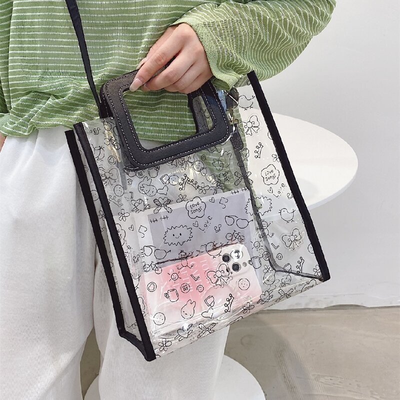 

Clear Tote Bag, Black and white