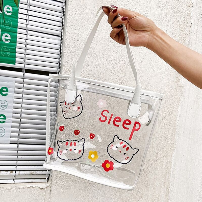 

Clear Cartoon Graphic Tote Bag, Multicolor
