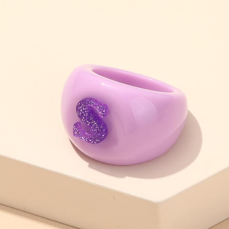 

Letter Decor Ring, Purple