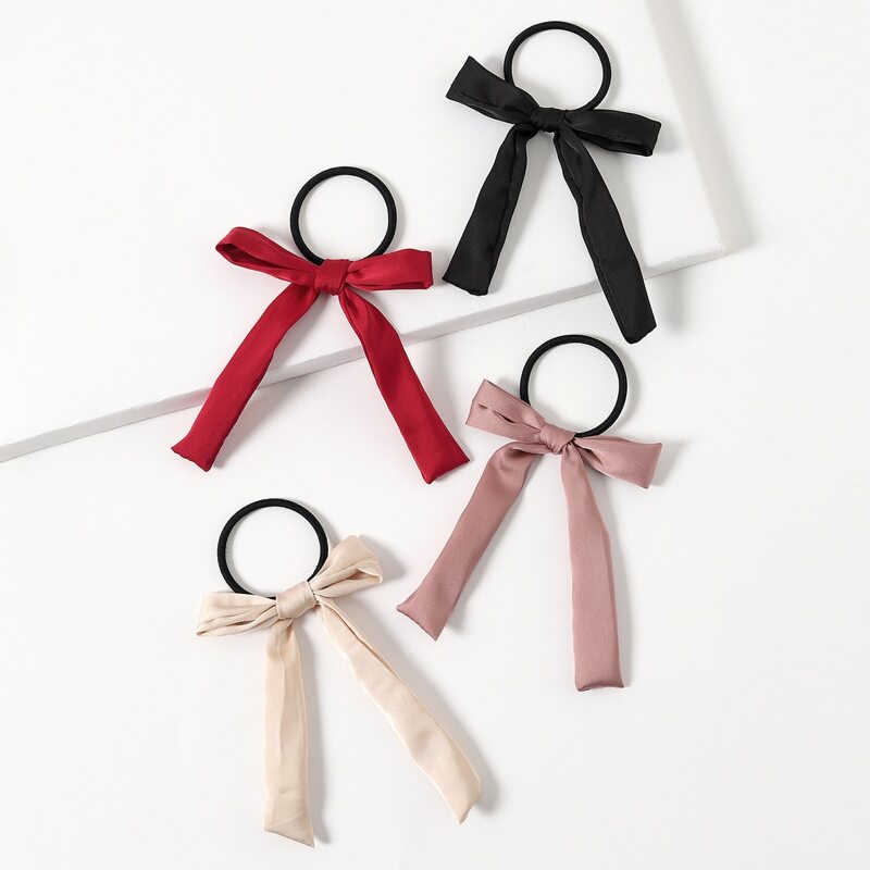 

4pcs Bow Decor Hair Tie, Multicolor