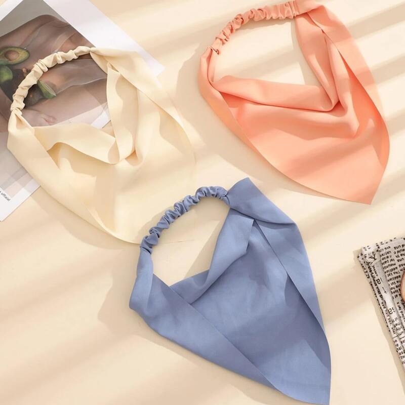 

3pcs Plain Hair Band, Multicolor