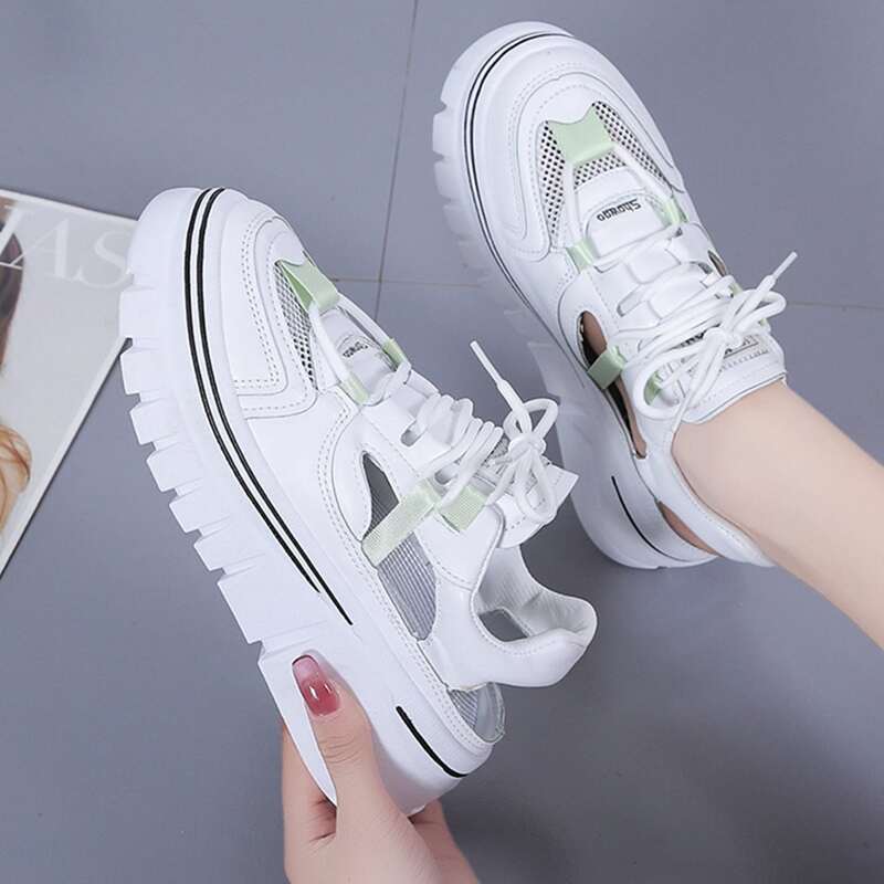 

Lace Up Front Cut Out Sneakers, Green