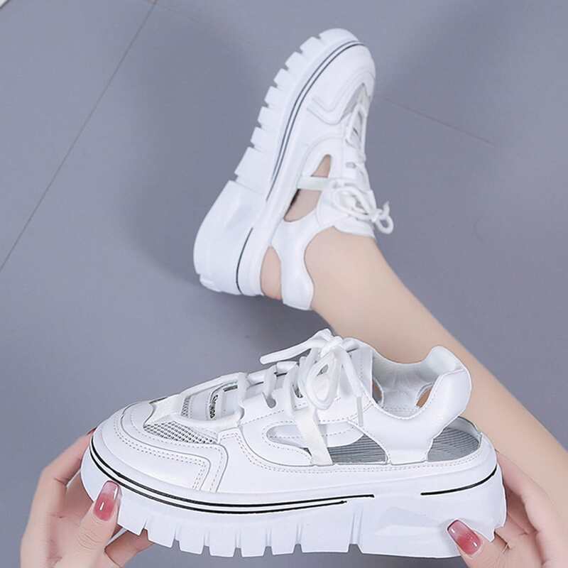 

Lace Up Front Cut Out Sneakers, White