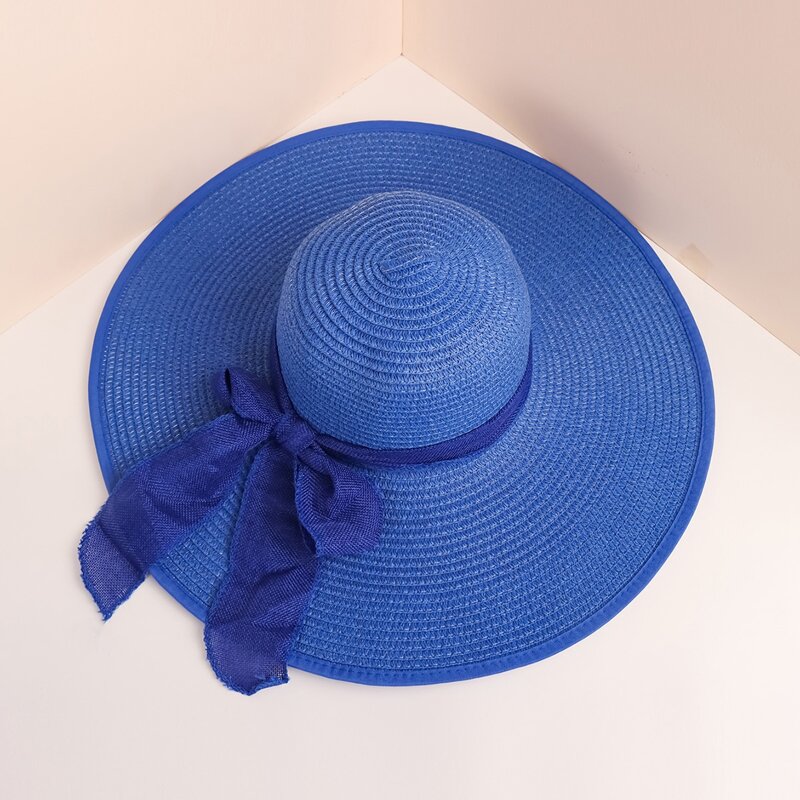 

Bow Decor Straw Hat, Royal blue