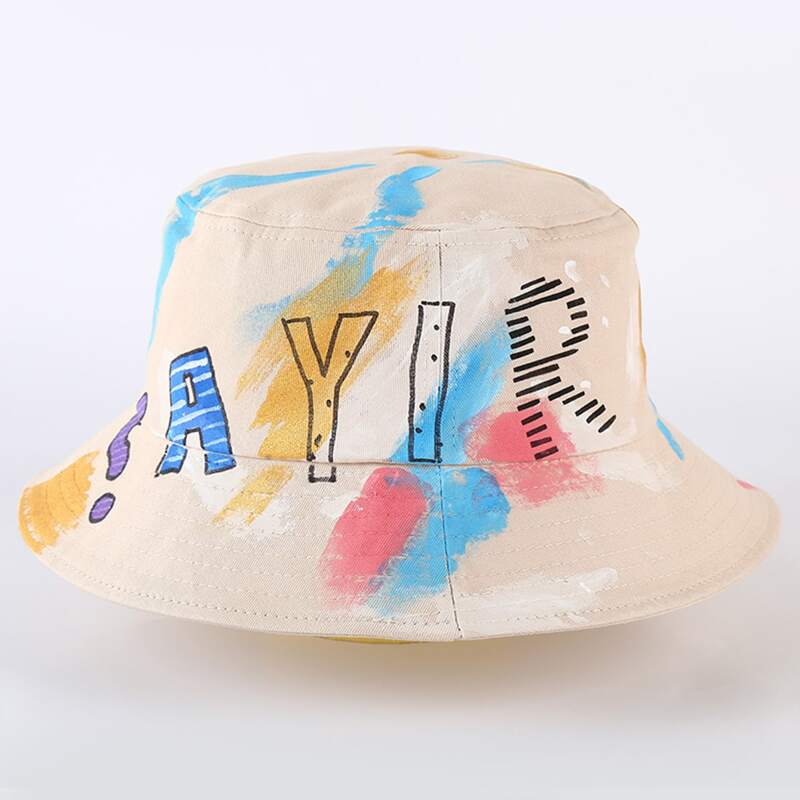 

Letter Graphic Bucket Hat, Beige