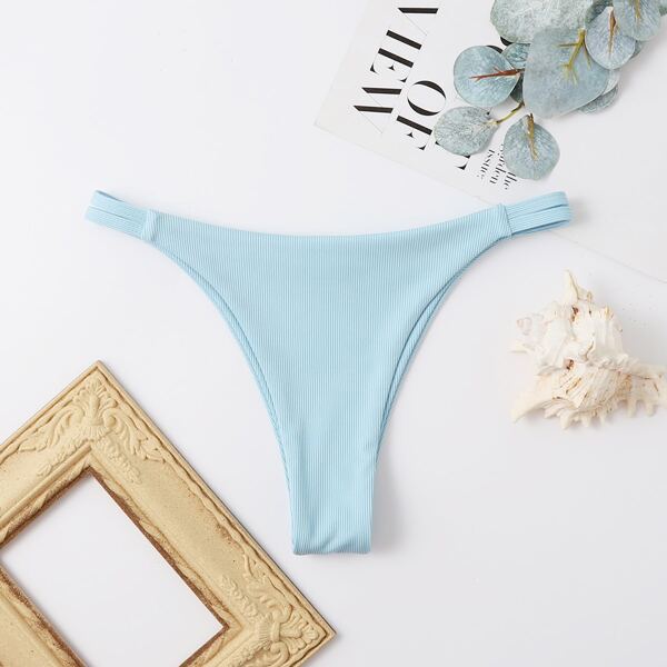

Rib Thong Bikini Panty, Baby blue