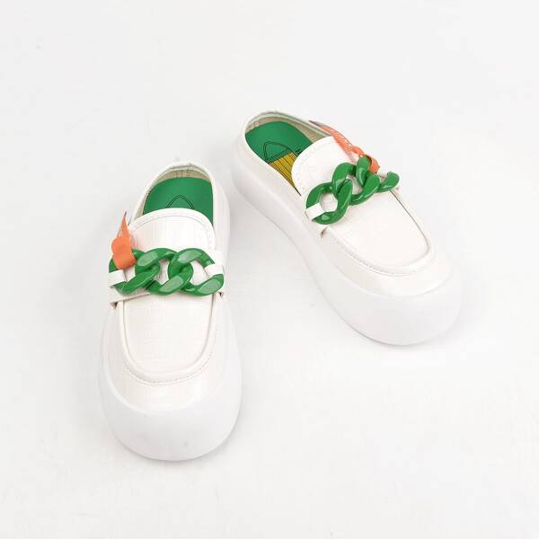 

Chain Decor Mules, White