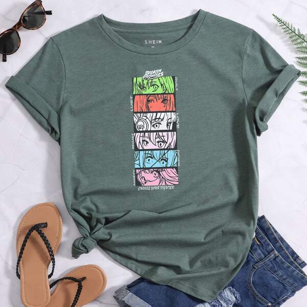 

Letter & Figure Graphic Tee, Dark green